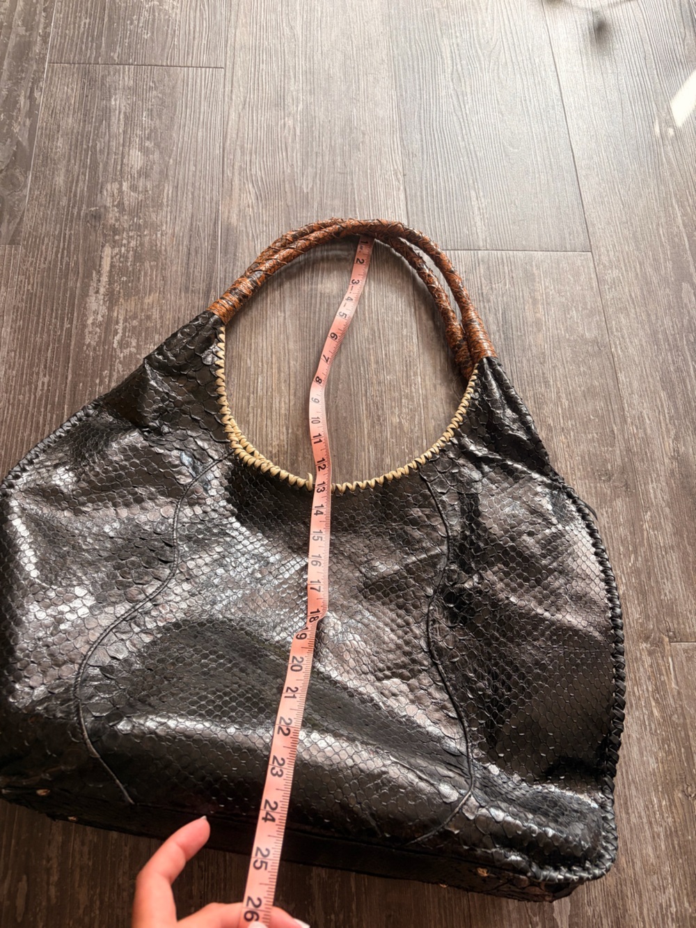 Large Handmade Python skin Hobo Bag - Picture 12 of 15